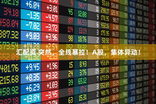 汇配资 突然，全线暴拉！A股，集体异动！